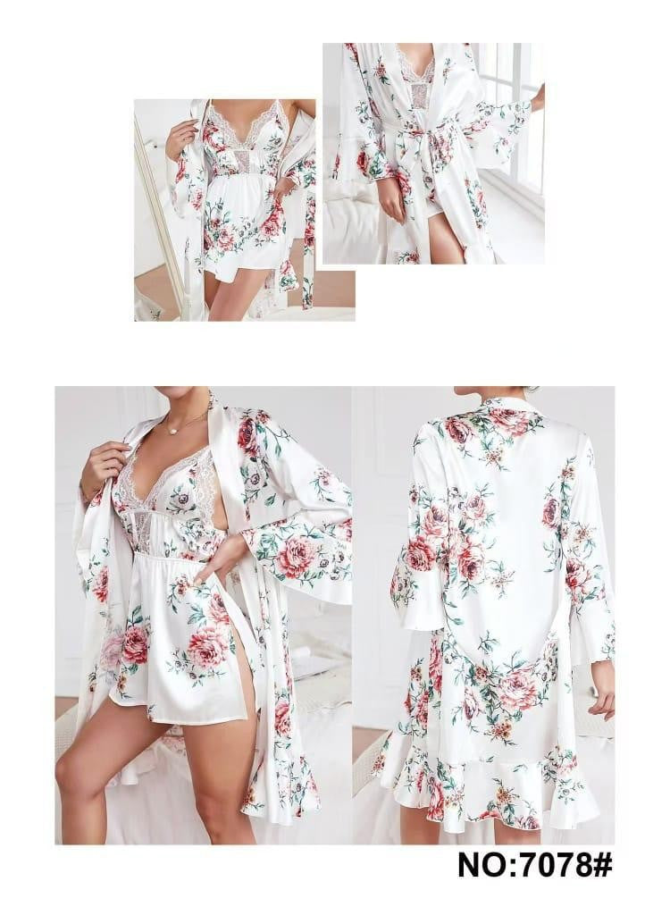 White floral nighty with gown